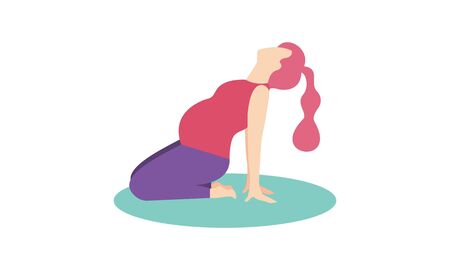 Pregnancy prenatal yoga practice workout concept illustrationのイラスト素材