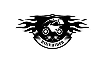 Bike motorcycle rider logo design. Motorcycle logo vectorのイラスト素材