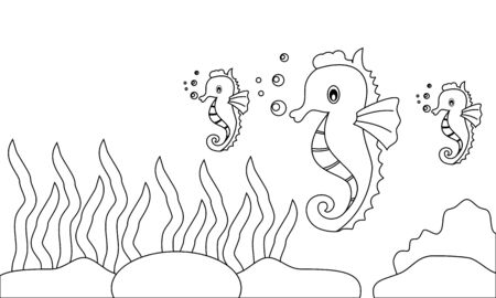 Coloring book animals to educate kids. Learn colors pagesのイラスト素材