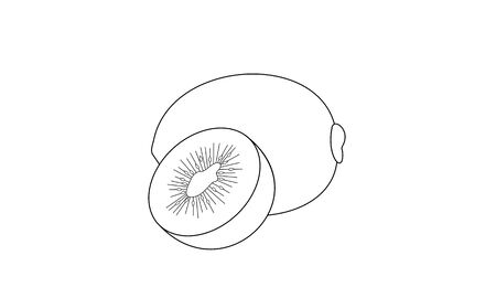 Coloring book fruit to educate kids. Learn colors pagesのイラスト素材