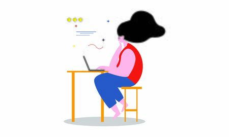 People character surrounded with gadgets flat design concept illustrationのイラスト素材