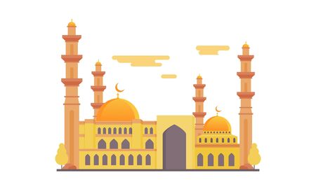 Islamic Mosque Building Flat Design Vector Illustrationのイラスト素材