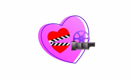 Love movie heart cinema film creative simplelogo template vector illustrationのイラスト素材