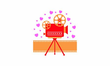 Love movie heart cinema film creative simplelogo template vector illustrationのイラスト素材