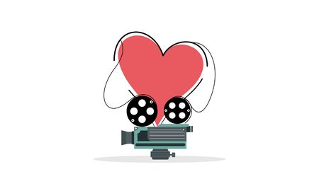 Love movie heart cinema film creative simplelogo template vector illustrationのイラスト素材