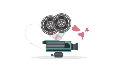 Love movie heart cinema film creative simplelogo template vector illustrationのイラスト素材