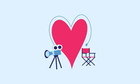 Love movie heart cinema film creative simplelogo template vector illustrationのイラスト素材
