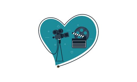 Love movie heart cinema film creative simplelogo template vector illustrationのイラスト素材