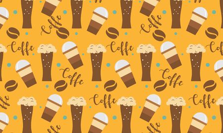 Seamless element pattern of coffee icons background illustrationのイラスト素材