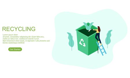 Recycle Waste Vector Website Landing Page Design Templateのイラスト素材