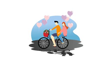 Couple in love romantic valentine's day date illustrationのイラスト素材
