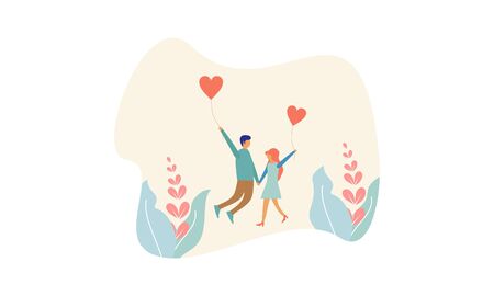 Couple in love romantic valentine's day date illustrationのイラスト素材