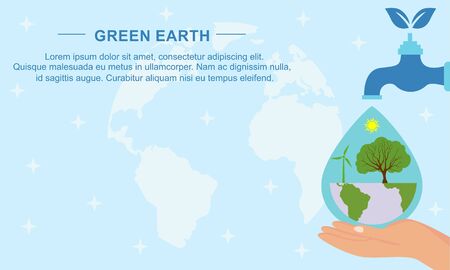 Flat design plants ecology green world concept composition illustrationのイラスト素材