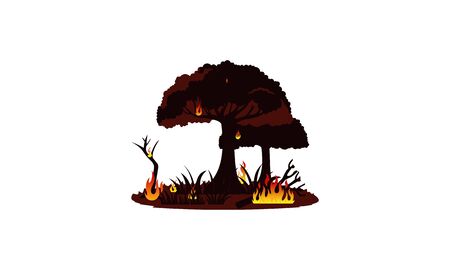 Forest fire natural disaster concept vector illustrationのイラスト素材