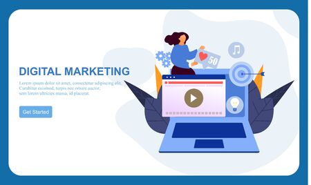 Digital marketing recruitment agency SMM, influencer online advertising vector illustrationのイラスト素材