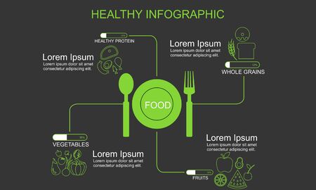 Infographic healthy food, sport and wellness template vector illustrationのイラスト素材