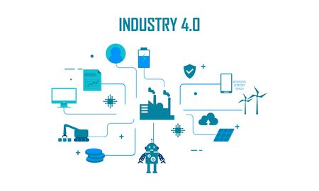 Industry 4.0 illustration revolution flat design illustrationのイラスト素材