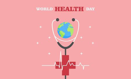 Happy world health day flat design illustrationのイラスト素材