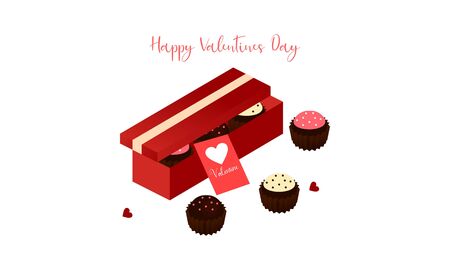 Box of chocolates in shape of heart. Sweet romantic gift for valentine dayのイラスト素材