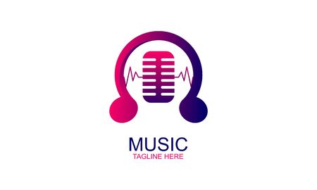 Music industry logo design vector illustrationのイラスト素材