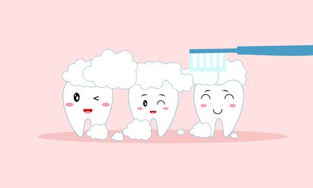 Dental mascot, tooth mascot care concept clean and dirty tooth vector illustration