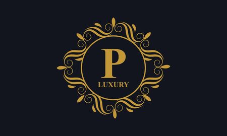 Ornamental luxury golden logo design vector illustrationのイラスト素材
