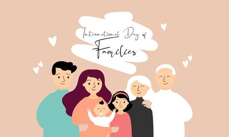 Happy International day of families, happy family illustrationのイラスト素材