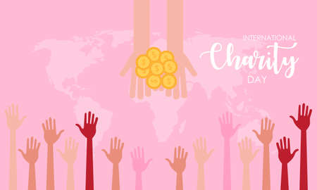 Donation in the international day of charity illustrationのイラスト素材