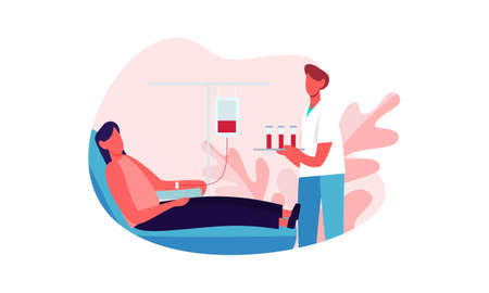 Illustration of people donating blood. Flat design  people donating bloodのイラスト素材