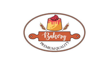 Flat bakery logo, bakery badge logo vectorのイラスト素材