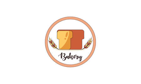 Flat bakery logo, bakery badge logo vectorのイラスト素材