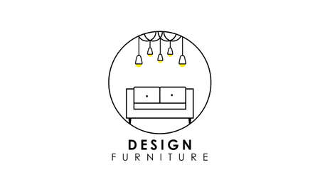 Interior minimalist room, gallery furniture logo design vectorのイラスト素材