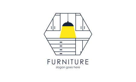 Interior minimalist room, gallery furniture logo design vectorのイラスト素材