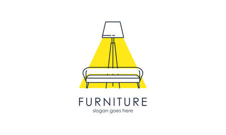 Interior minimalist room, gallery furniture logo design vectorのイラスト素材