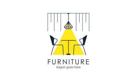 Interior minimalist room, gallery furniture logo design vectorのイラスト素材