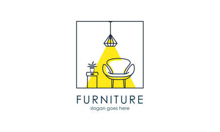 Interior minimalist room, gallery furniture logo design vectorのイラスト素材