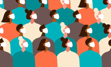 Pattern of Coronavirus Pandemia. Novel coronavirus 2019-nCoV, crowd of people wearing white medical...