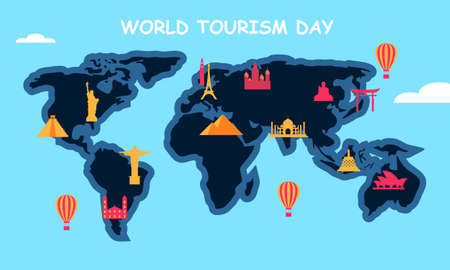 Flat design tourism day with landmarks illustration. Best designのイラスト素材
