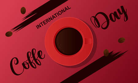 Coffee Day greeting card or background. vector illustration. Best designのイラスト素材