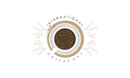 Coffee Day greeting card or background. vector illustration. Best designのイラスト素材