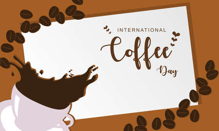 Coffee Day greeting card or background. vector illustration. Best designのイラスト素材