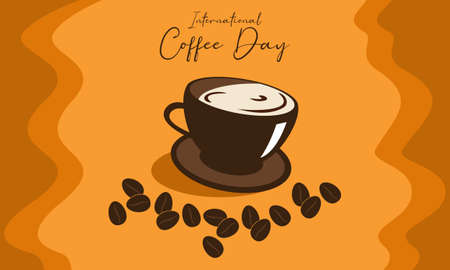 Coffee Day greeting card or background. vector illustration. Best designのイラスト素材