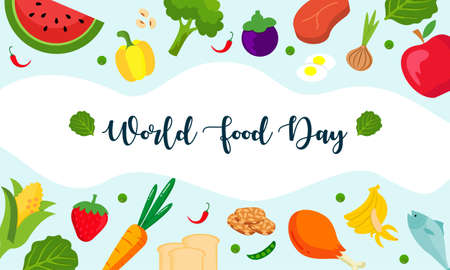 Flat design of world food day illustration designのイラスト素材
