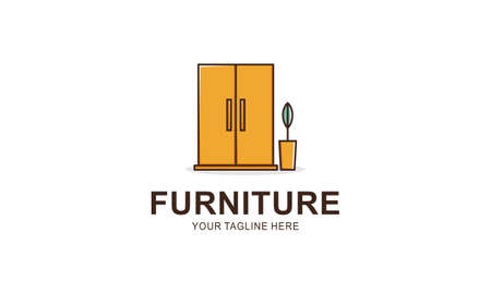 Interior minimalist room, gallery furniture logo design vectorのイラスト素材