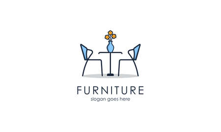 Interior minimalist room, gallery furniture logo design vectorのイラスト素材