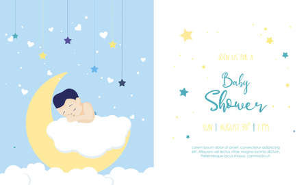 Invitation template for boy baby shower design illustrationのイラスト素材
