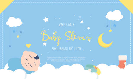 Invitation template for boy baby shower design illustrationのイラスト素材