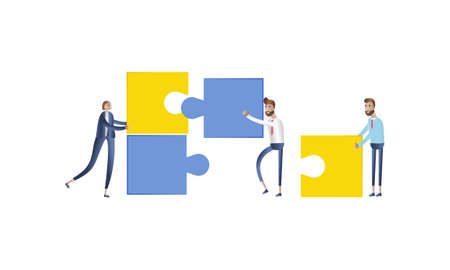 Business teamwork concept. 3d illustration. Cartoon characters.のイラスト素材