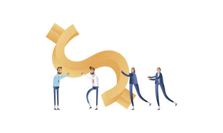 Business teamwork concept. 3d illustration. Cartoon characters.のイラスト素材