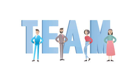 Business teamwork concept. 3d illustration. Cartoon characters.のイラスト素材